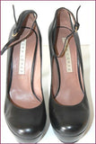 PURA LOPEZ Escarpins Tout Cuir Noir Plateforme Hauts Talons T 37 TBE