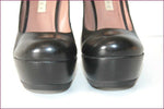 PURA LOPEZ Escarpins Tout Cuir Noir Plateforme Hauts Talons T 37 TBE