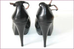 PURA LOPEZ Escarpins Tout Cuir Noir Plateforme Hauts Talons T 37 TBE