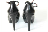 PURA LOPEZ Escarpins Tout Cuir Noir Plateforme Hauts Talons T 37 TBE