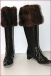 LARIO Bottes Genoux Vintage Tout Cuir Marron Foncé T 40 BE