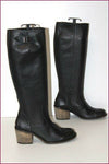 LUDD Bottes Cuir Grainé Souple Noir Bouts Ronds T 38 TTBE