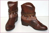 JANET & JANET Bottines Tout Cuir Marron cognac Sangles T 37 TBE
