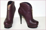 VIA UNO Boots Cuir Violet Talons Hauts Semelles Compensées T 37 TBE