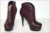 VIA UNO Boots Cuir Violet Talons Hauts Semelles Compensées T 37 TBE