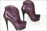 VIA UNO Boots Cuir Violet Talons Hauts Semelles Compensées T 37 TBE
