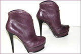 VIA UNO Boots Cuir Violet Talons Hauts Semelles Compensées T 37 TBE