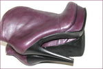 VIA UNO Boots Cuir Violet Talons Hauts Semelles Compensées T 37 TBE