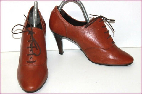 MINELLI Escarpins à Lacets Cuir Marron Cognac Clair T 40 TBE