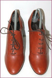 MINELLI Escarpins à Lacets Cuir Marron Cognac Clair T 40 TBE