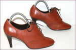 MINELLI Escarpins à Lacets Cuir Marron Cognac Clair T 40 TBE