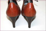 MINELLI Escarpins à Lacets Cuir Marron Cognac Clair T 40 TBE