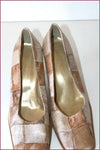 ESISTERE DONNA Escarpins Vintage Cuir Verni Brillant Beige T 38 IT / 39 FR TBE