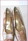 ESISTERE DONNA Escarpins Vintage Cuir Verni Brillant Beige T 38 IT / 39 FR TBE