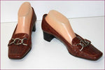 BARBARELLA Escarpins Tout Cuir Façon Croco Marron Acajou T 39 TBE