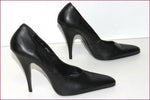 SAN MARINA Escarpins Cuir Lisse Noir Hauts Talons Fins T 39 TTBE