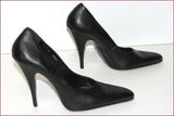 SAN MARINA Escarpins Cuir Lisse Noir Hauts Talons Fins T 39 TTBE