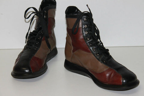 SANCHE DE LA ROSA Bottines à Lacets Cuir Tricolore T 36 BE