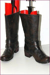 COCO & ABRICOT Mi Bottes Esprit Motard Cuir Marron Noir Nuancé T 41 TBE