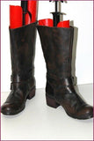 COCO & ABRICOT Mi Bottes Esprit Motard Cuir Marron Noir Nuancé T 41 TBE