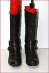 COCO & ABRICOT Mi Bottes Esprit Motard Cuir Marron Noir Nuancé T 41 TBE