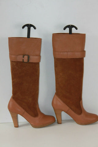 Bottes ZARA TRAFALUC Cuir et Daim Marron T 39 TTBE