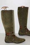 TREMP Bottes Daim Vert Chasse Talons Plats T 38 TBE