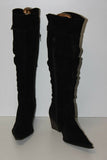 SAN MARINA Bottes Pointues Daim Plissé Noir Doublées Cuir T 37 TBE