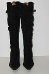 SAN MARINA Bottes Pointues Daim Plissé Noir Doublées Cuir T 37 TBE