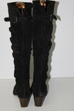 SAN MARINA Bottes Pointues Daim Plissé Noir Doublées Cuir T 37 TBE