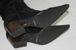 SAN MARINA Bottes Pointues Daim Plissé Noir Doublées Cuir T 37 TBE