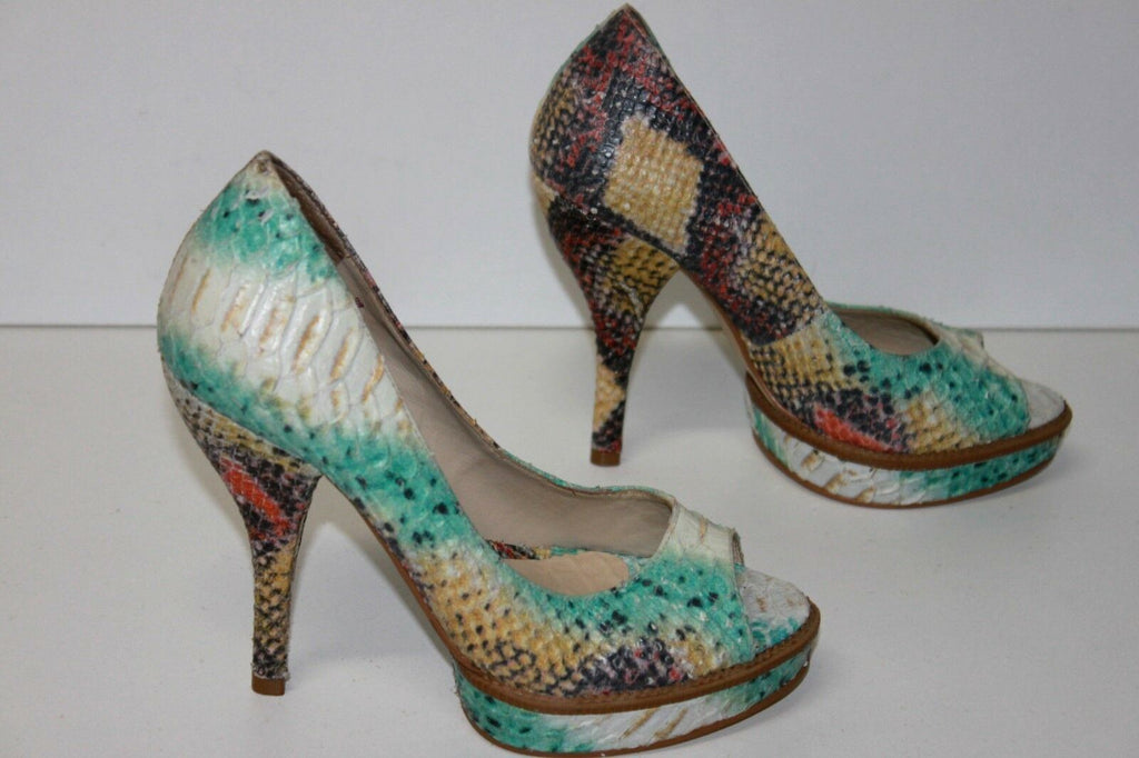 SAN MARINA Escarpins Cuir FaΓ§on Reptile Multicolore Pastel T 38