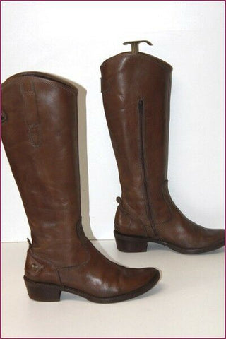 A & M Bottes Cuir Marron Doublées Cuir T 37 TBE