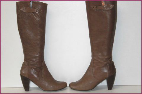 PASTELLE Bottes à Talons Cuir Marron Taupe Doublées Cuir T 38 BE