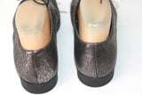 TEXTO Derby Femme Cuir Craquelé Argenté Doublés Cuir T 37 TBE
