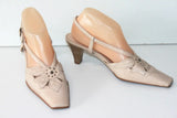 PIETRO BIANCHI Escarpins Ouverts Cuir Ajouré Beige T 38 TTBE