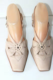 PIETRO BIANCHI Escarpins Ouverts Cuir Ajouré Beige T 38 TTBE