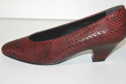 ROMANINI Escarpins Vintage Cuir Façon Reptile Bordeaux T 36 TBE