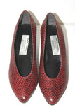 ROMANINI Escarpins Vintage Cuir Façon Reptile Bordeaux T 36 TBE