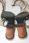 MOSQUITOS Sandales Cuir Marron Lanières Colorées T 4 / 37 TBE