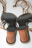 MOSQUITOS Sandales Cuir Marron Lanières Colorées T 4 / 37 TBE