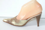 MINELLI Escarpins Mules Pointues Cuir Doré et Marron Clair T 35 TBE