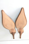 MINELLI Escarpins Mules Pointues Cuir Doré et Marron Clair T 35 TBE