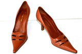 SERGIO ROSSI Escarpins Pointus Tout Cuir Marron Caramel T 39.5 TTBE