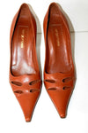 SERGIO ROSSI Escarpins Pointus Tout Cuir Marron Caramel T 39.5 TTBE