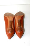 SERGIO ROSSI Escarpins Pointus Tout Cuir Marron Caramel T 39.5 TTBE