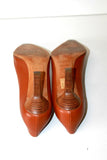 SERGIO ROSSI Escarpins Pointus Tout Cuir Marron Caramel T 39.5 TTBE