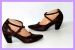 MURATTI Escarpins à Sangles Cuir Fripé Prune Nuancé T 38 TBE