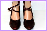 MURATTI Escarpins à Sangles Cuir Fripé Prune Nuancé T 38 TBE