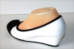MAM'ZELLE Escarpins Cuir Elastiqué Noir et Blanc Talons Compensés T 37 TBE